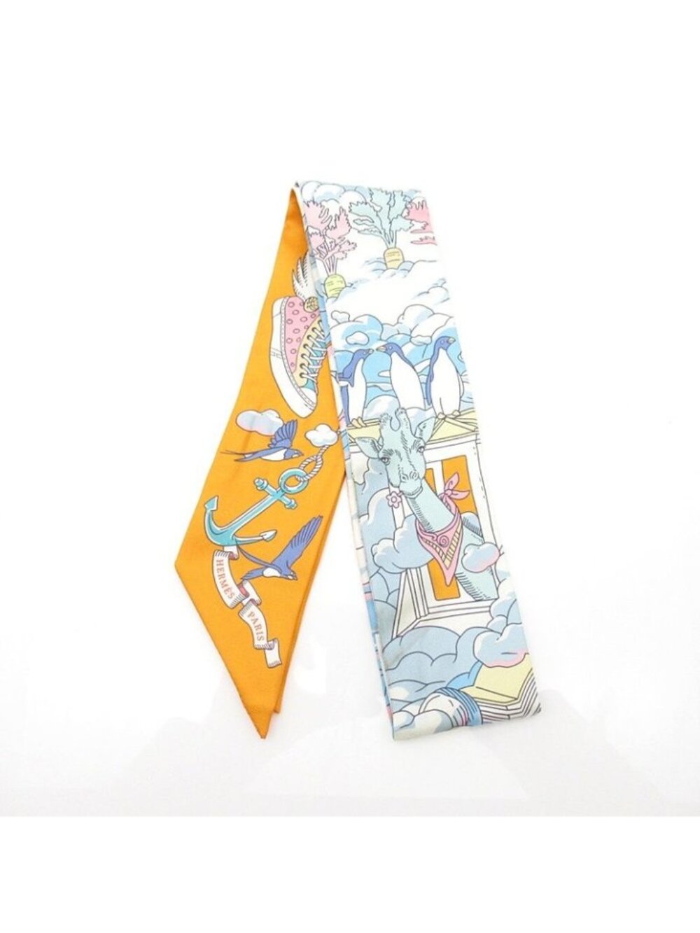 Hermes Twilly Scarf My Cloud Silk 100% Orange